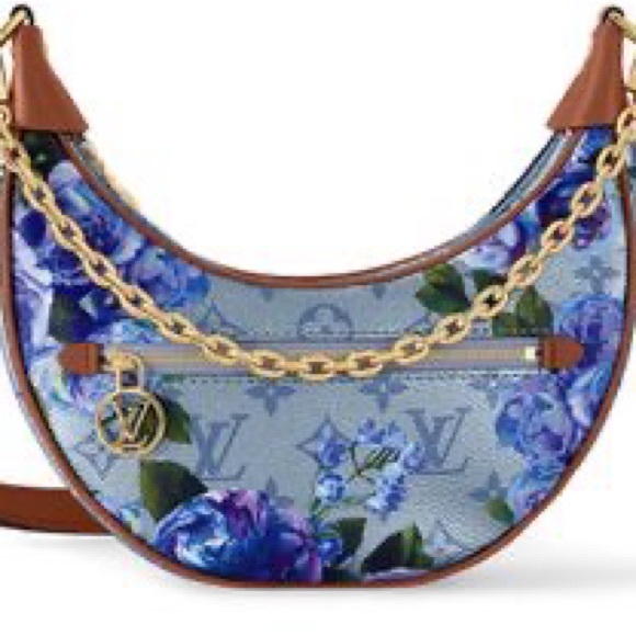 Louis Vuitton loop baguette in metallic blue with LV logo coated canvas. New. - Picture 5 of 15